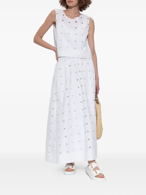Posse open-cut dots midi A-line skirt - White - zdjęcie produktu nr 2