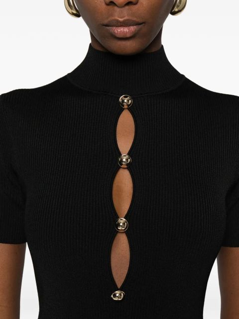 Self-Portrait button-detail midi dress - Black