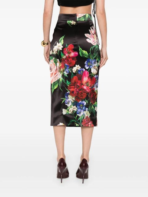 Dolce & Gabbana floral-print midi skirt - Black