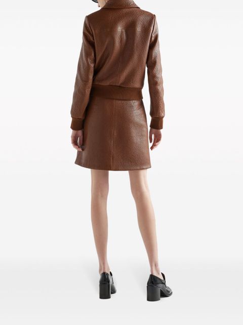Prada crocodile-embossed leather jacket - Brown