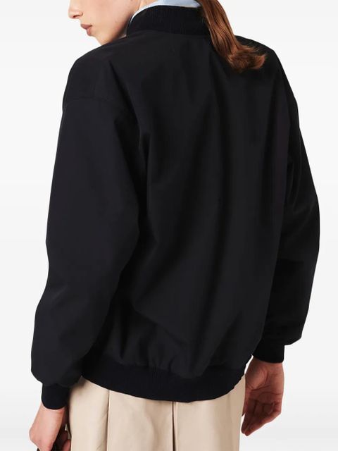 Miu Miu logo-patches bomber jacket - Blue