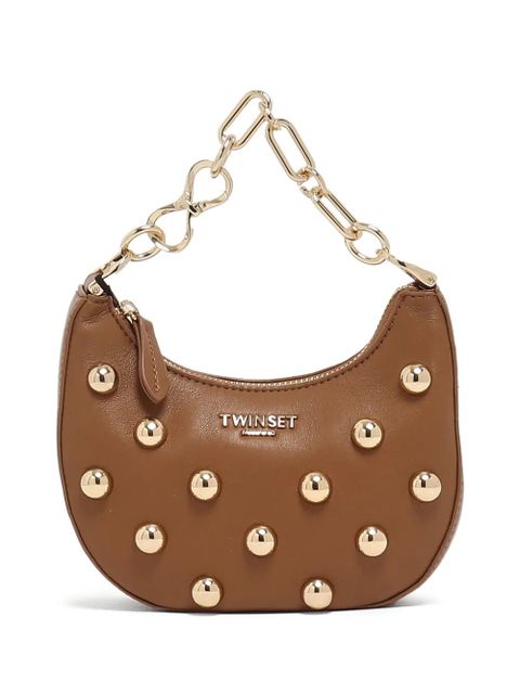 TWINSET stud-embellished leather clutch bag - Brown - zdjęcie produktu nr 1