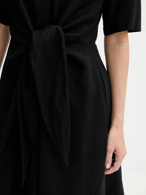 Tommy Hilfiger sukienka lniana kolor czarny mini rozkloszowana WW0WW45836