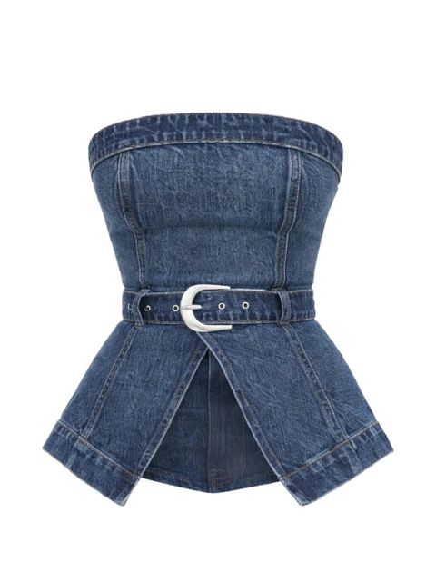 Reformation collins belted denim top - Blue - zdjęcie produktu nr 1