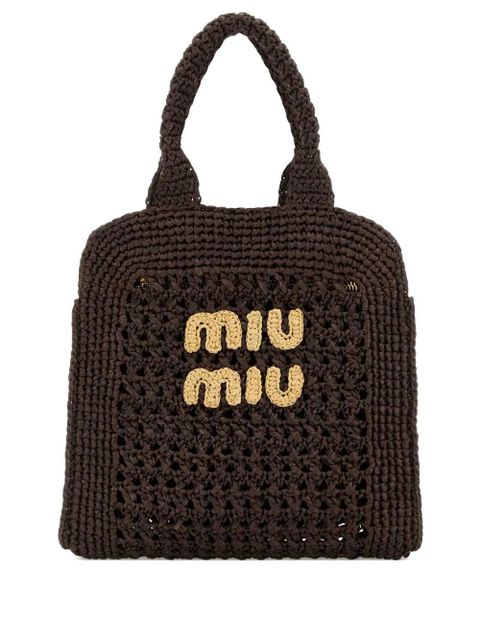 Miu Miu raffia crochet tote bag - Brown - zdjęcie produktu nr 1