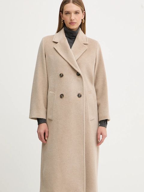 Weekend Max Mara płaszcz z dodatkiem wełny ZUFOLO kolor beżowy 2525016092600