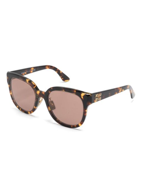 Miu Miu Eyewear logo-lettering square-frame sunglasses - Brown - zdjęcie produktu nr 2