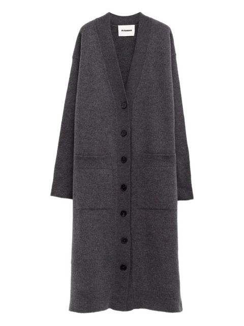 Jil Sander button patch-pocket long cardigan - Grey - zdjęcie produktu nr 1