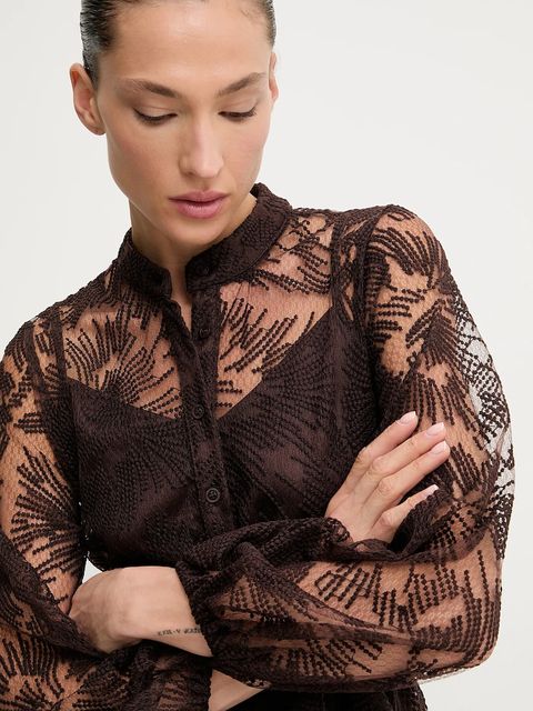 Answear.LAB sukienka kolor brązowy mini rozkloszowana