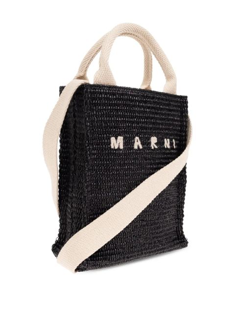 Marni logo-embroidered crossbody bag - Black