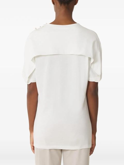 Lanvin cape-effect embellished T-shirt - White