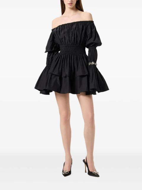 Blumarine off-shoulder neckline mini dress - Black