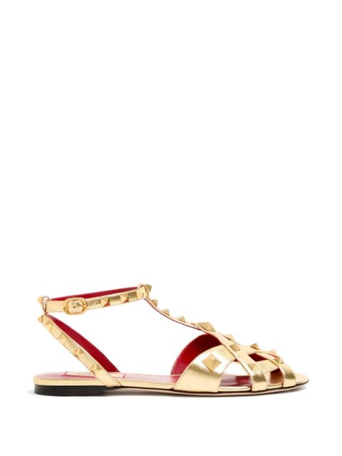Valentino Garavani Studdy sandal in laminated nappa 05mm - Gold - zdjęcie produktu nr 1