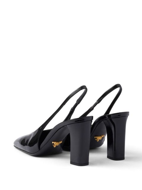 Prada 85mm leather slingback pumps - Black