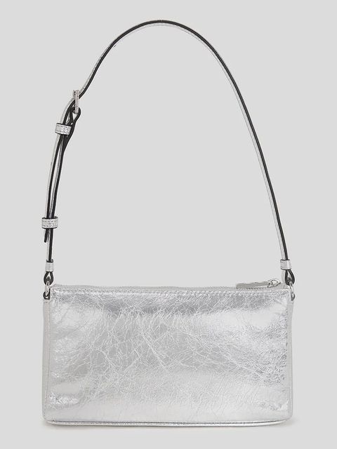 Karl Lagerfeld torebka skórzana K/KUILT kolor srebrny A3W30311 - zdjęcie produktu nr 2