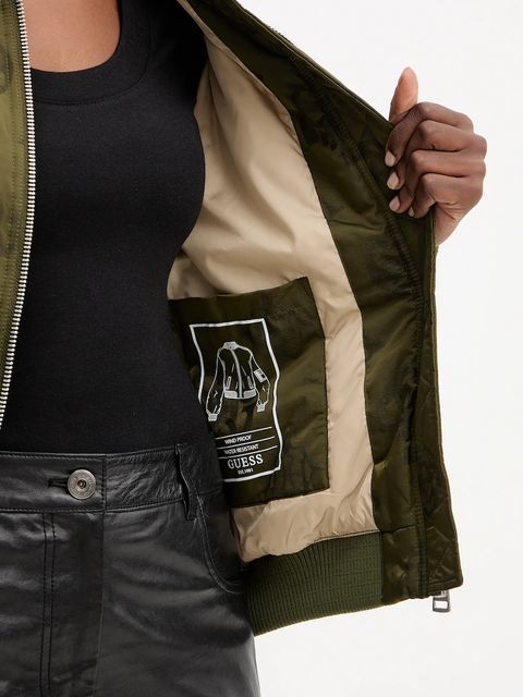 Guess kurtka bomber PHILOMENE kolor zielony zimowa W5YL08 WHDK2