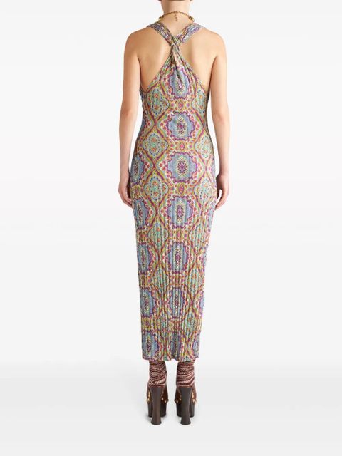 ETRO medallion-print pleated midi-dress - Blue