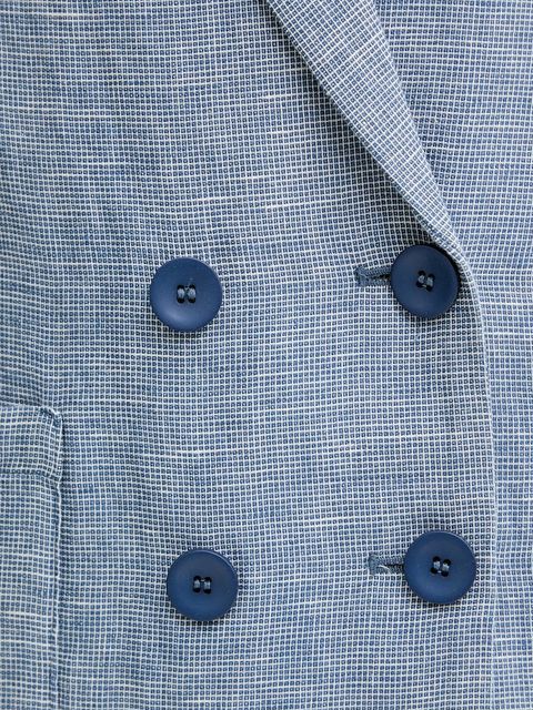 United Colors of Benetton marynarka lniana kolor niebieski dwurzędowa wzorzysta 265XDW035 - zdjęcie produktu nr 2