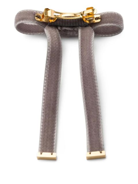 Prada logo velvet hair clip - Grey - zdjęcie produktu nr 2