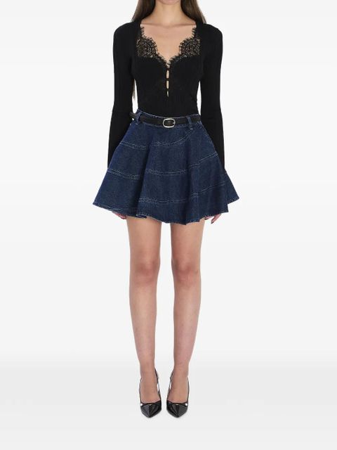 Self-Portrait lace button top - Black