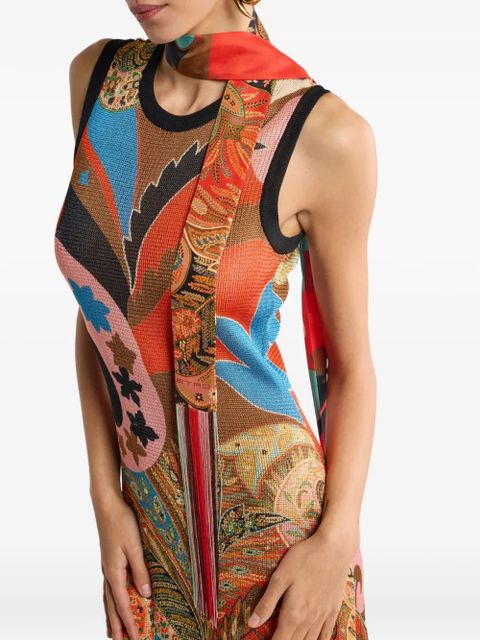 ETRO fringing paisley floral scarf - Red