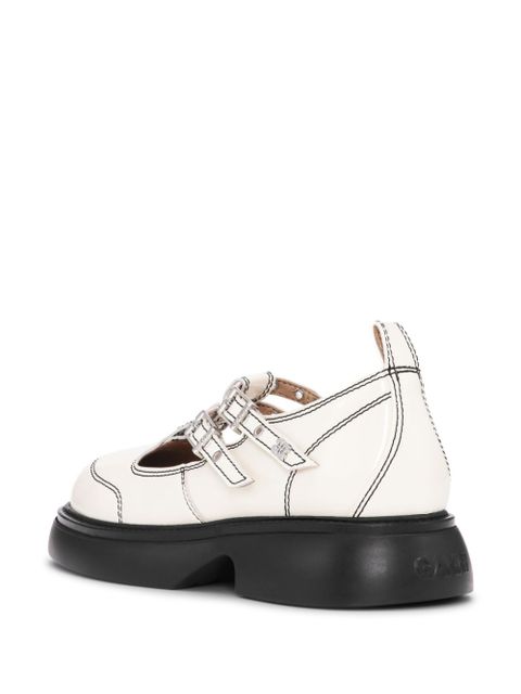 GANNI logo-plaque loafers - White