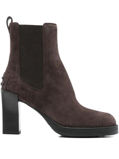 Tod's 80mm block-heel suede boots - Brown - zdjęcie produktu nr 1