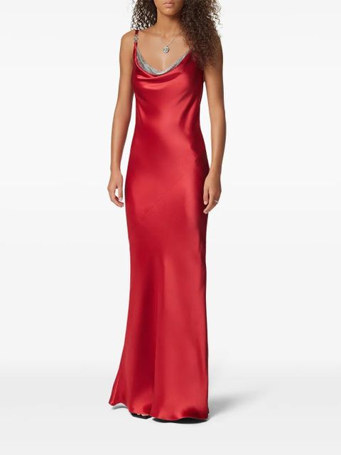 Versace Metal Mesh slip satin gown - Red