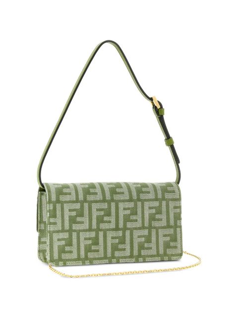 FENDI Baguette FF-jacquard shoulder bag - Green