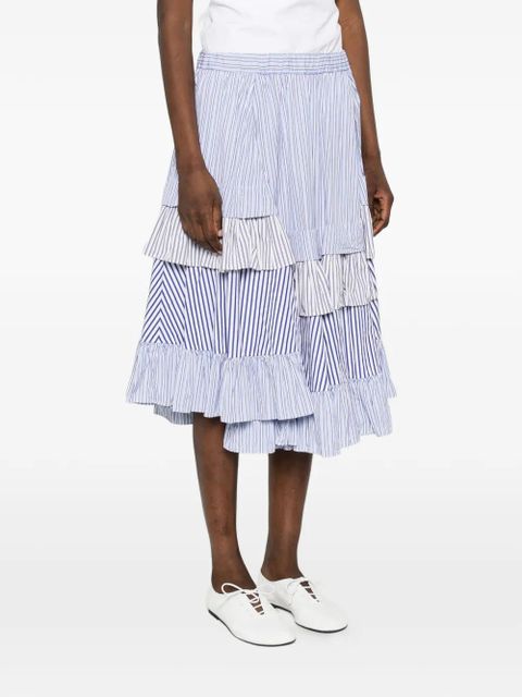 Comme Des Garçons striped-pattern midi skirt - Blue
