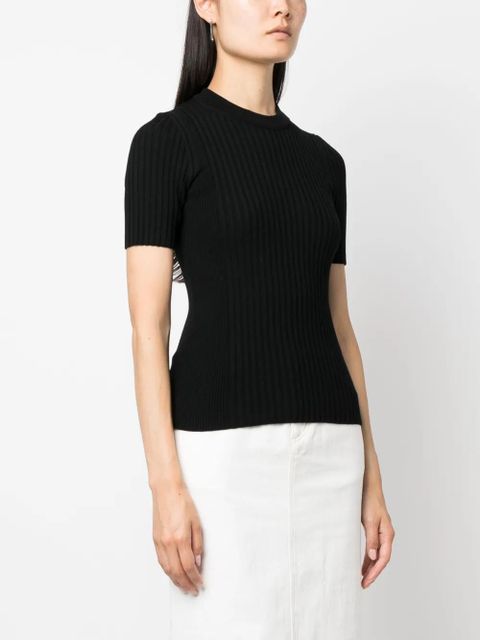 Rabanne ribbed-knit wool-blend top - Black