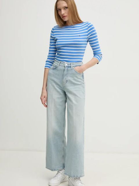 Tommy Hilfiger longsleeve bawełniany kolor niebieski WW0WW40589