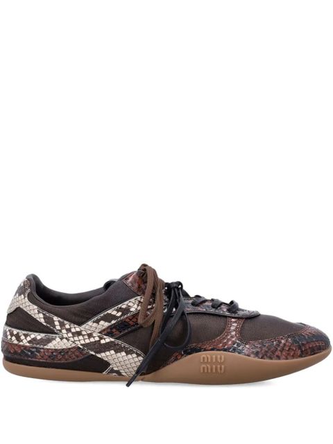 Miu Miu snakeskin-effect leather sneakers - Brown - zdjęcie produktu nr 1