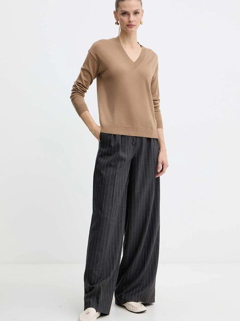 Weekend Max Mara sweter wełniany FIOCCHI damski kolor brązowy lekki 2525366042600 - zdjęcie produktu nr 2
