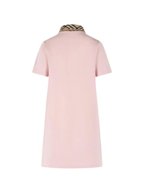 Burberry checked-collar embroidered polo dress - Pink - zdjęcie produktu nr 2