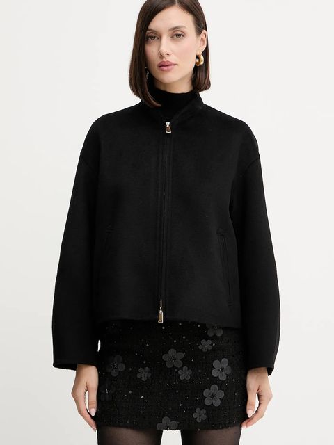 Marella sweter wełniany damski kolor czarny z półgolfem 2523366254200