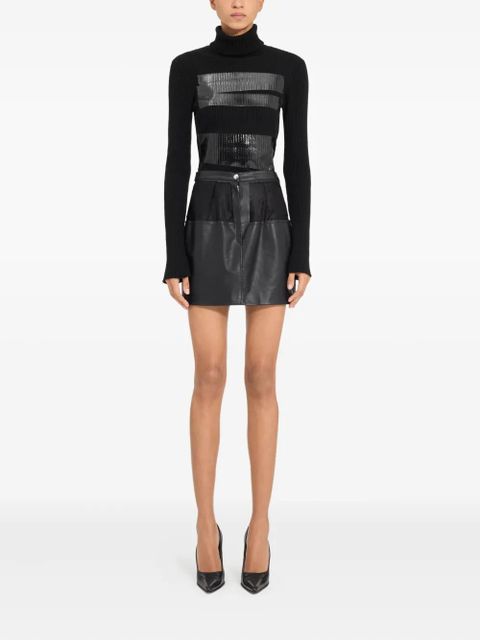 MM6 Maison Margiela leather panelled mini straight skirt - Black