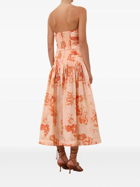 ZIMMERMANN Cascadian floral-print midi dress - Orange - zdjęcie produktu nr 2