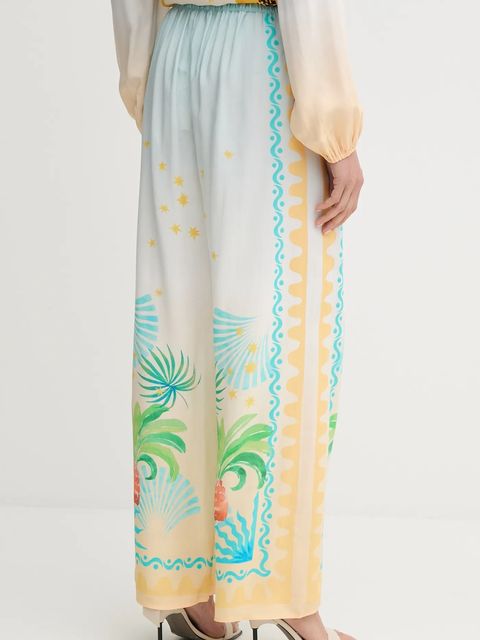 Never Fully Dressed spodnie Elissa damskie kolor niebieski szerokie high waist NFDTR497