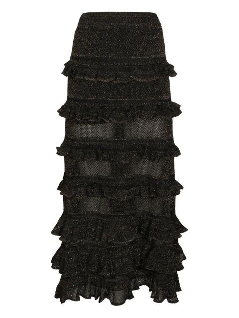 ZIMMERMANN midi ruffled tiers skirt - Black - zdjęcie produktu nr 2