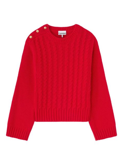 GANNI cable-knit buttoned sweater - Red - zdjęcie produktu nr 1