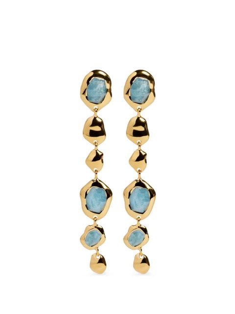 Monica Vinader Odyssey gemstone pebbled drop earrings - Gold - zdjęcie produktu nr 1