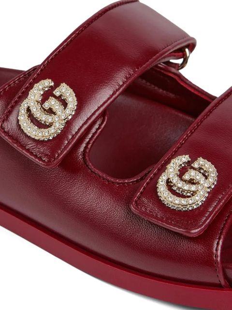 Gucci double-strap crystal-embellished sandals - Red