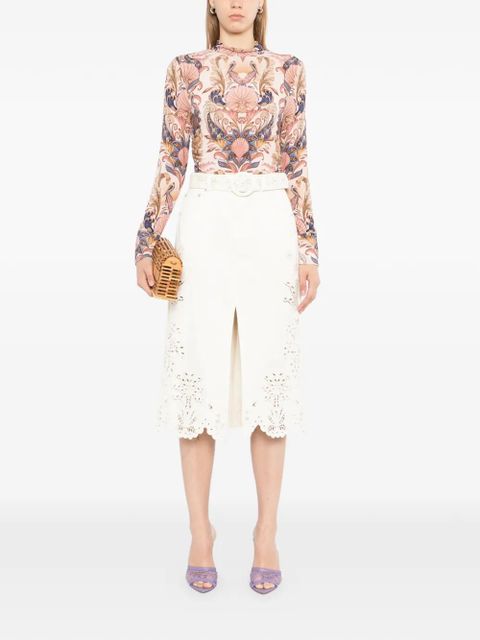 FARM Rio laser-cut scallop straight skirt - Neutrals - zdjęcie produktu nr 2