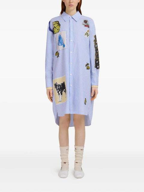 Marni graphic-patches striped shirt dress - Blue - zdjęcie produktu nr 2