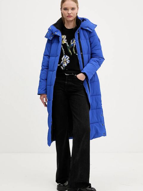 Desigual kurtka EXTRA CINTURON2 kolor niebieski zimowa 25WWEW24