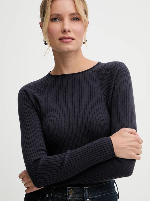 MAX&Co. sweter wełniany damski kolor granatowy lekki 2526366134200