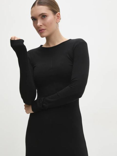 Answear.LAB sukienka kolor czarny maxi rozkloszowana