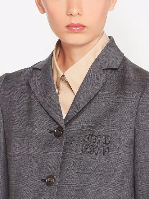 Miu Miu single-breasted Prince of Wales check blazer - Grey