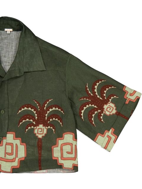 Johanna Ortiz palm-tree print linen shirt - Green - zdjęcie produktu nr 2